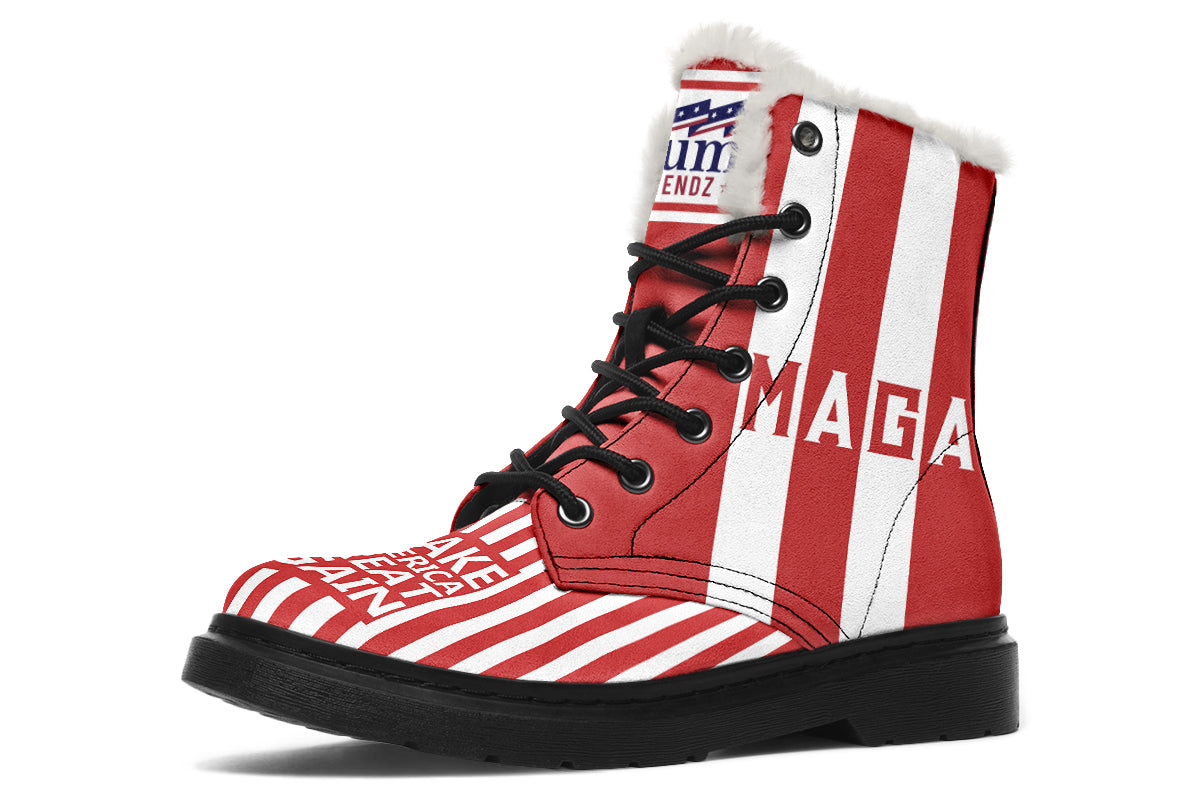 🇺🇸 TRUMP 2024 MAGA Red - Fur-lined Boots